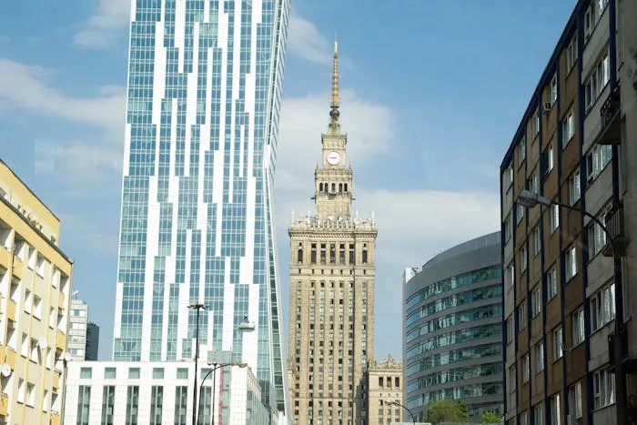 Pałac kultury i nauki oraz Złota 44 w Warszawie