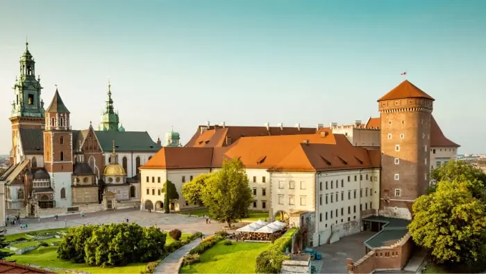 widok na zamek Wawel w Krakowie