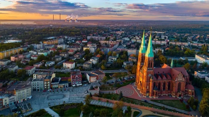Widok na Rybnik z lotu ptaka
