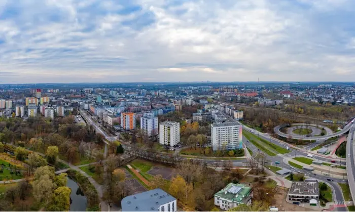 widok na Sosnowiec z lotu ptaka