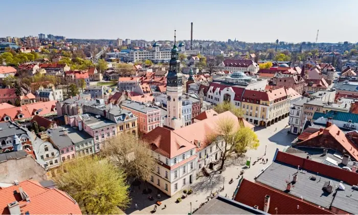 widok na rynek w Zielonej Górze