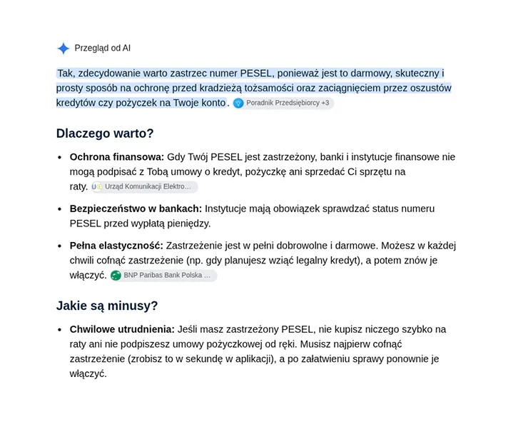 Przykładowy przegląd AI